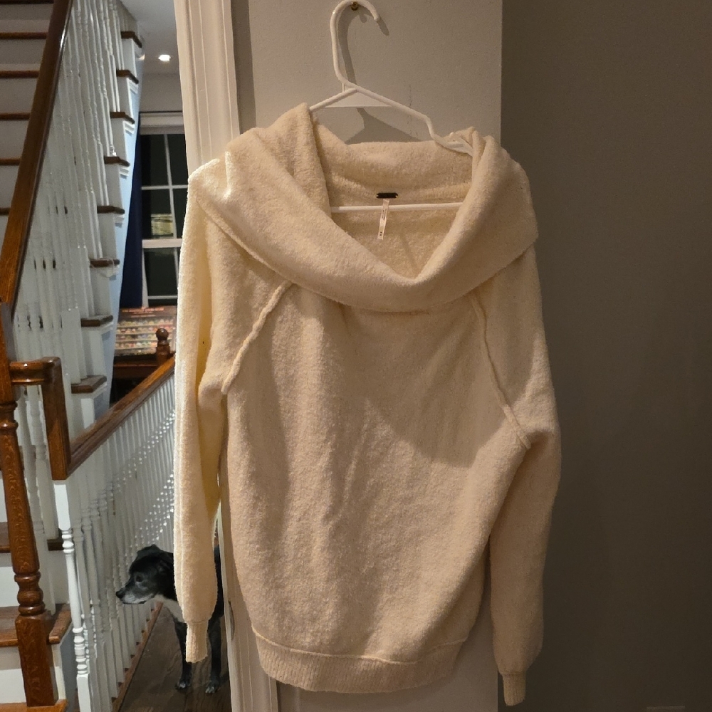 Wool Blend Cozy Cream Cowl Neck Sweater